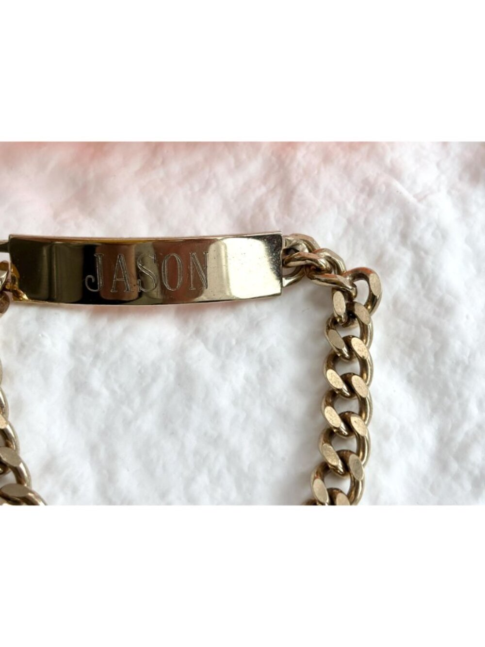 Chainlink Chunky "Jason" Carved Vintage 80's Style Panel Bracelet - Picture 8 of 14